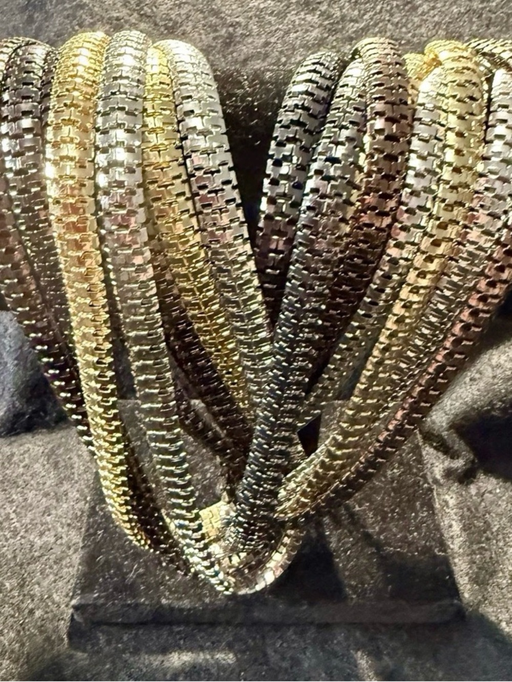 Multi Strand Statement Necklace Gold Gunmetal Silver Chain Fringe Bib